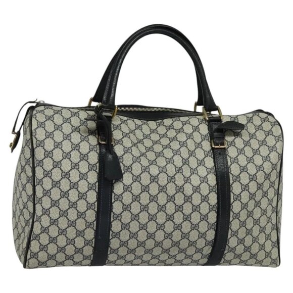 GUCCI GG Supreme Boston Bag PVC Navy Gold - Picture 1 of 16